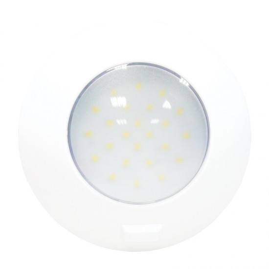 Aqua LED Dome light, round, with switch, 4.8W, 12/24V DC Multivolt