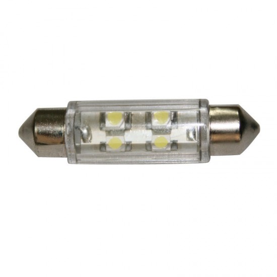 Bulb 12V, LED, T11 39mm, cool white - 2x4 LEDs 360°