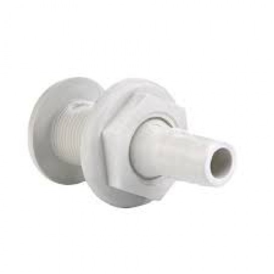 Thru-Hull w/Fl.Flange, 3/4'' f/Hose Ø19mm, L81mm, White