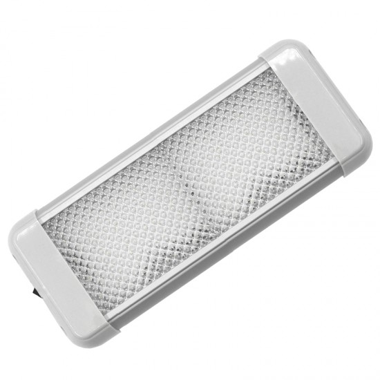 Aqua LED Dome light, rectangular, with switch, 9.6W, 12/24V DC Multivolt