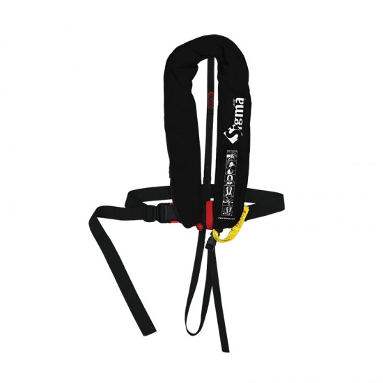 Sigma Auto Lifejacket 170N, ISO 12402-3 plastic buckle with harness and zipper, Black Sigma Auto Lifejacket 170N, ISO 12402-3 plastic buckle with harness and zipper, Black