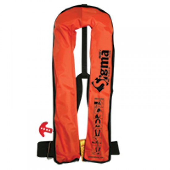 Sigma Work Vest Auto Lifejacket 170N, ISO 12402-3, Orange durable PVC fabric cover