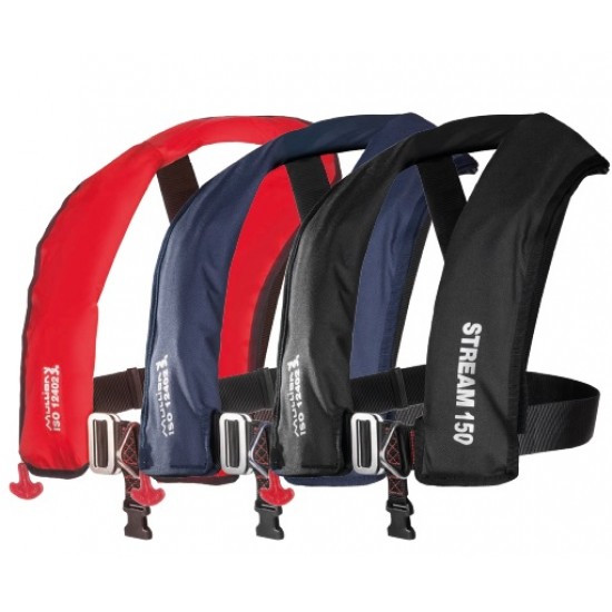 Mullion Stream 150N ISO Auto LifeJacket with Harness and cruch strap - SOURCED IN IRELAND