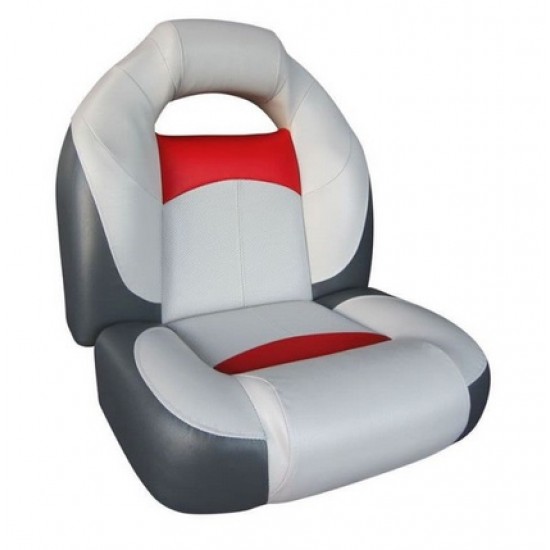 Boat Seat LUXURY PREMIUM BASS BOAT MARINE SEAT GREY, CHARCOAL & RED