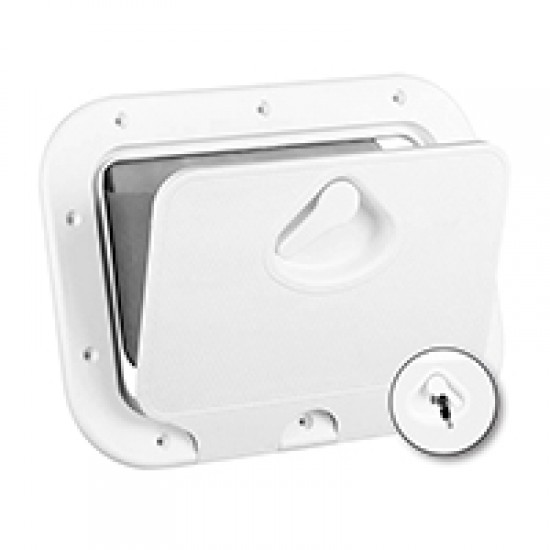 Deck Hatch, white, 275x375mm with Storage Bag and Lock