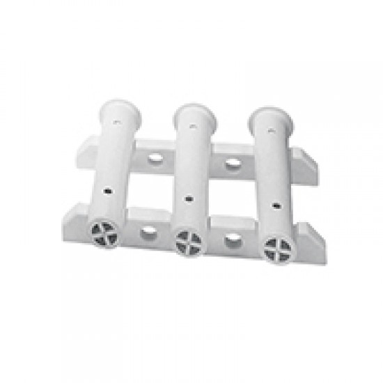 Rod Storage Rack for 3 Fishing Rods, Bulkhead, mount, White