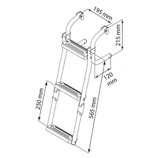 Boarding Ladder, Foldable for narrow transom, Inox 316, 2+1