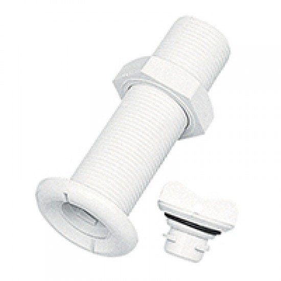 Drain Socket with Plug round 43mm round with O-Ring, white