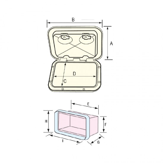 Deck Storage Hatch, white, 463x517mm