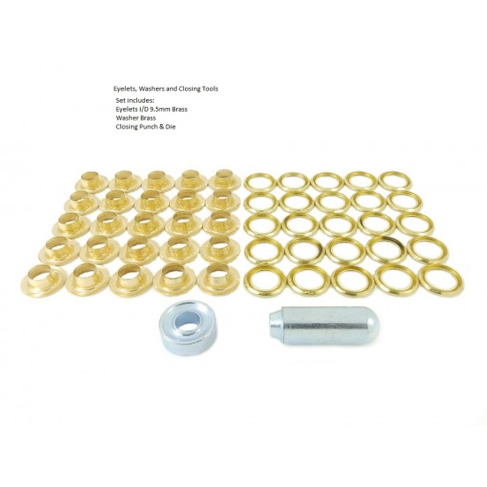 Brass Eyelet and Washer, 9.5mm blister pack repair kit