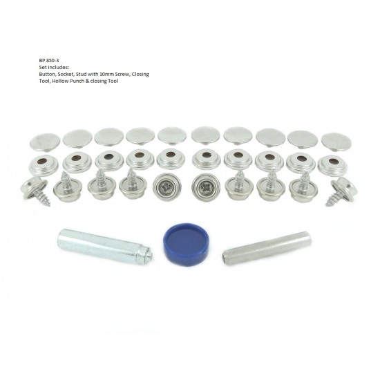 Brass Nickel Press Stud Fastener Kit for Fabric to Wood Application 