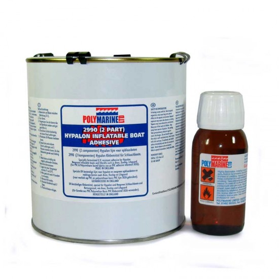 Polymarine Inflatable Boat Adhesive, Hypalon 2 Part Adhesive - 1Litre Tin & 40ml cure