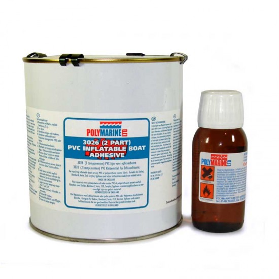 Polymarine Inflatable Boat Adhesive, PVC 2 Part Adhesive - 1Litre Tin & 40ml cure