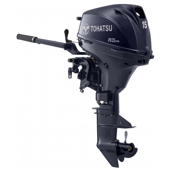 Tohatsu 15HP Fisherman with Electric start button and Tiller control, Standard / Long Shaft