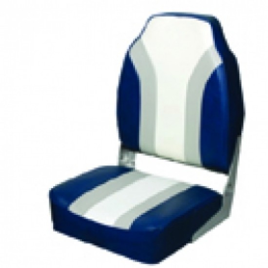 Boat Seat High back Folding Seat Grey/Blue/White Boat Seat High back Folding Seat Grey/Blue/White