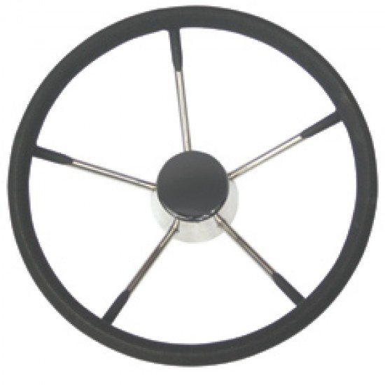 Steering wheel, stainless steel with black foam, Diameter: 343mm