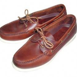 Deck shoes ''Skipper'' Brown leather and White sole, Size 43