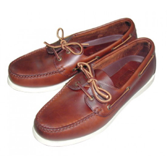 Deck shoes ''Skipper'' Brown leather and White sole, Size 43